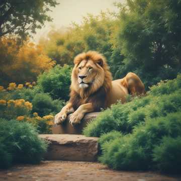 un león en el jardín