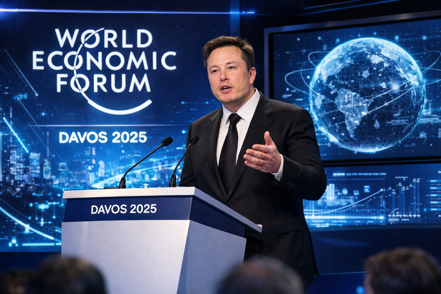 Elon Musk lors de son intervention au Forum économique mondial de Davos 2025