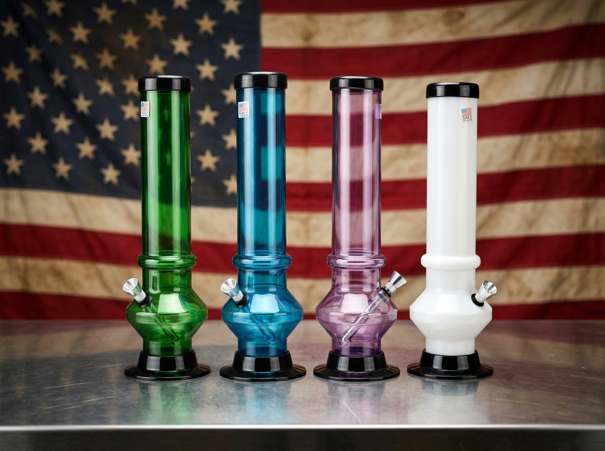 Beveled edge acrylic water pipe 12 inch with colorful beveled details