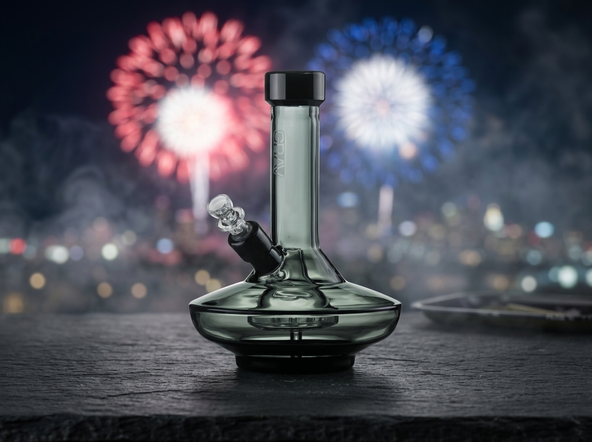 GRAV Small Wide Base Water Pipe in smoke with black accents