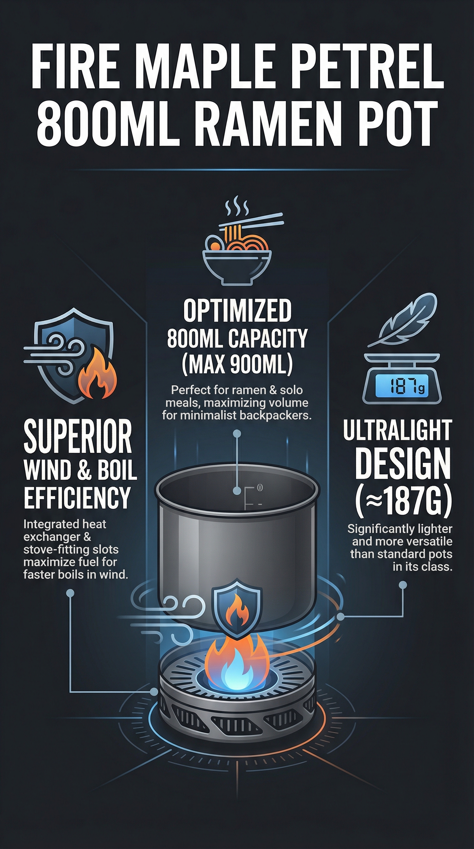 Fire Maple Petrel 800ml Ramen POT - Infographic