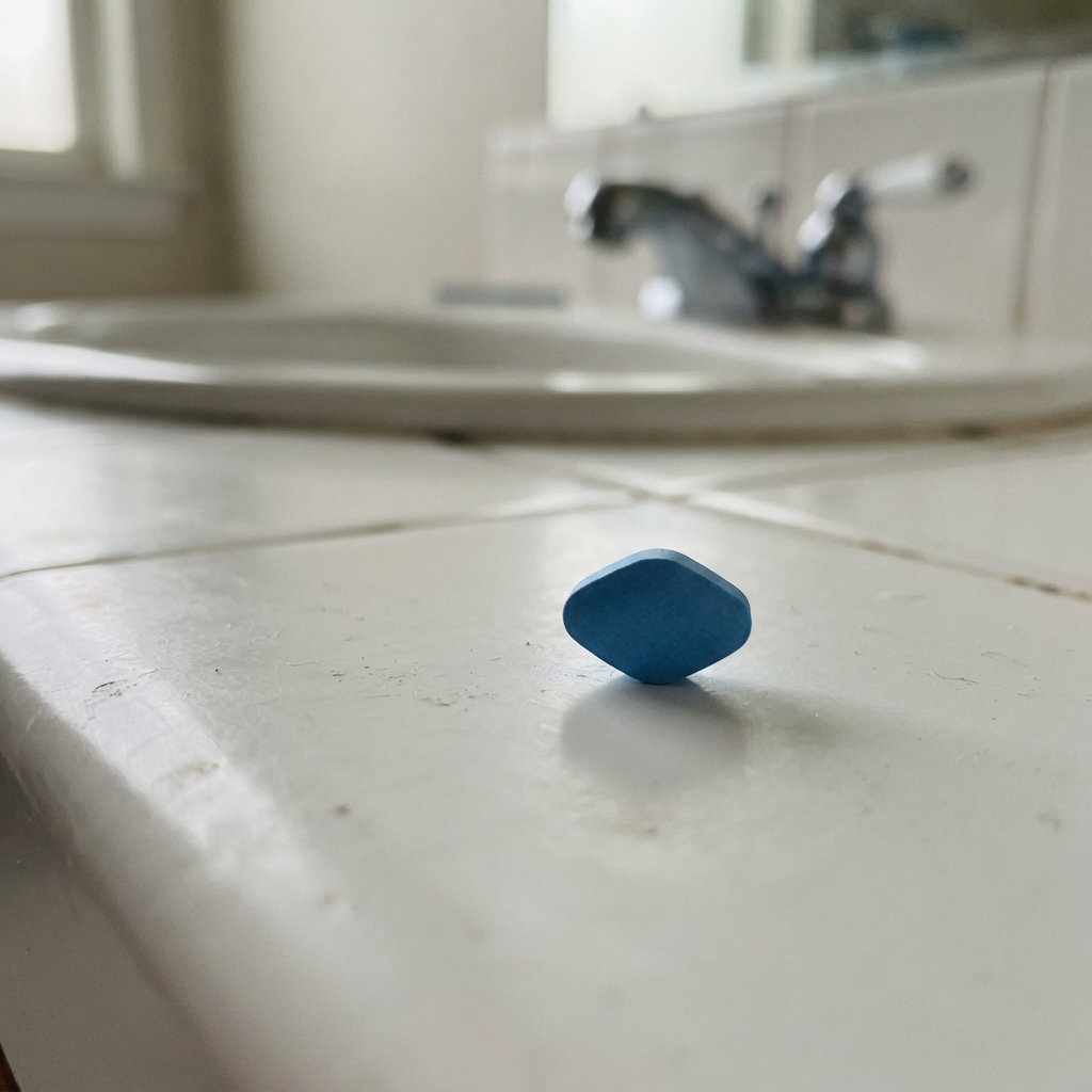 A blue tablet on a counter