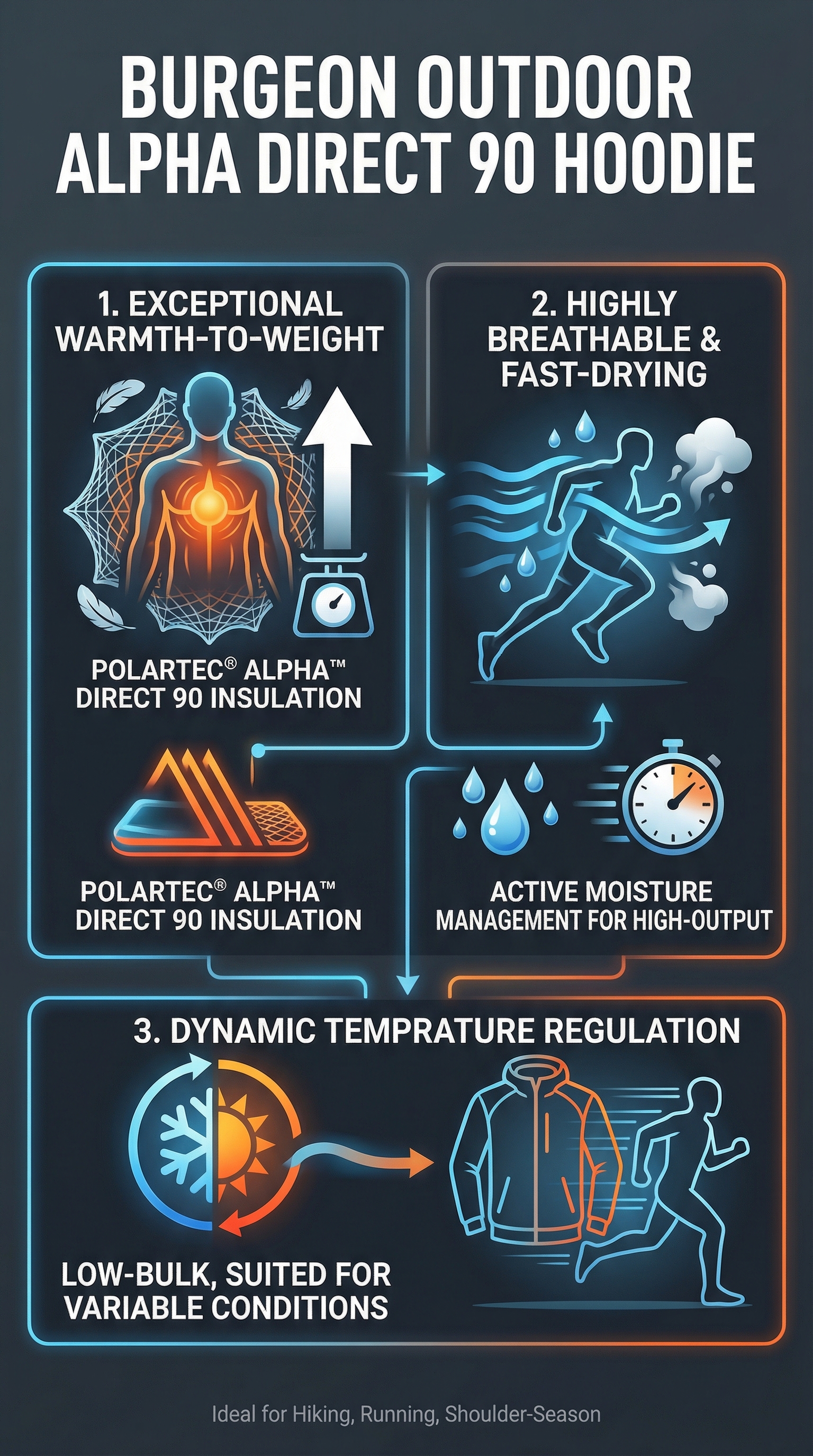 Burgeon Outdoor Alpha Direct 90 Hoodie - Infographic
