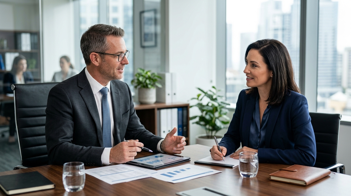 financial consultant advising a client