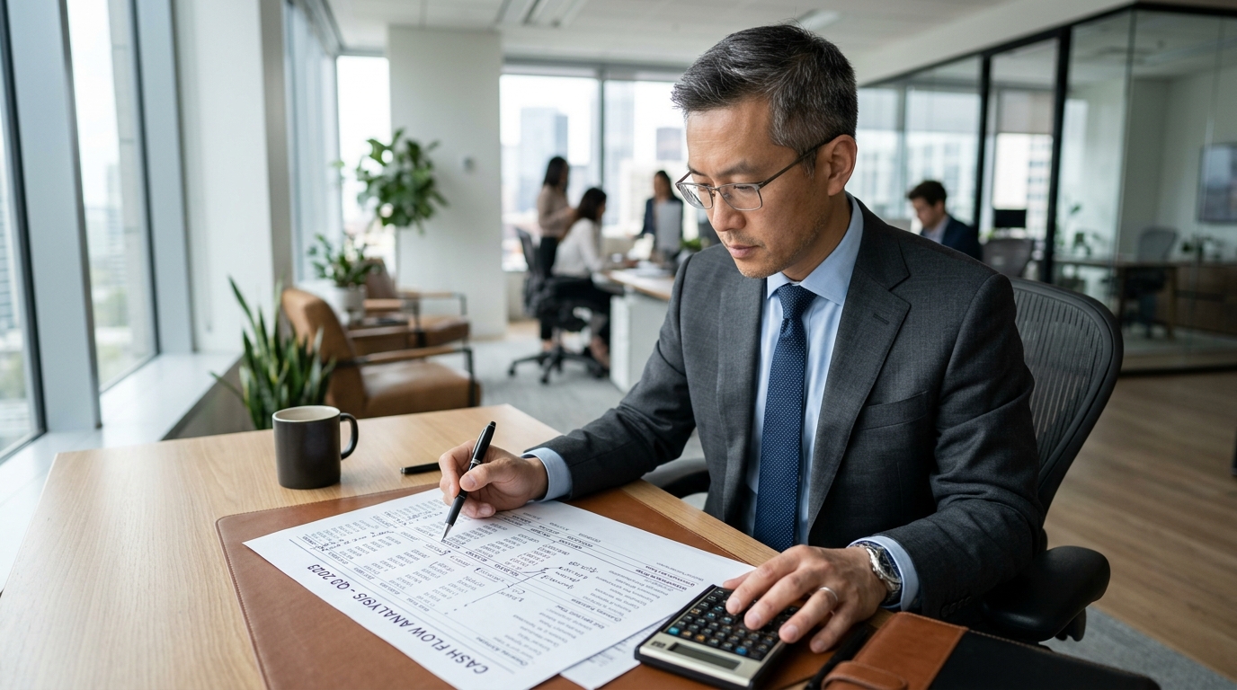 business accountant analyzing cash flow