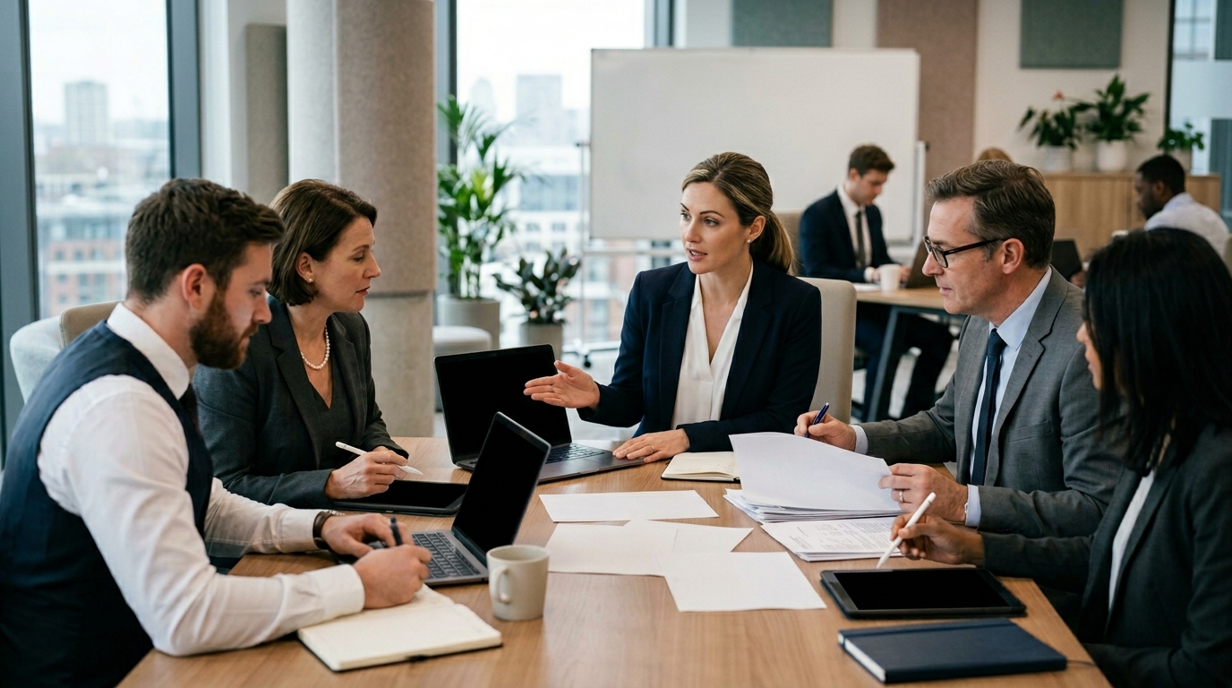 team of accountants collaborating on financial strategy