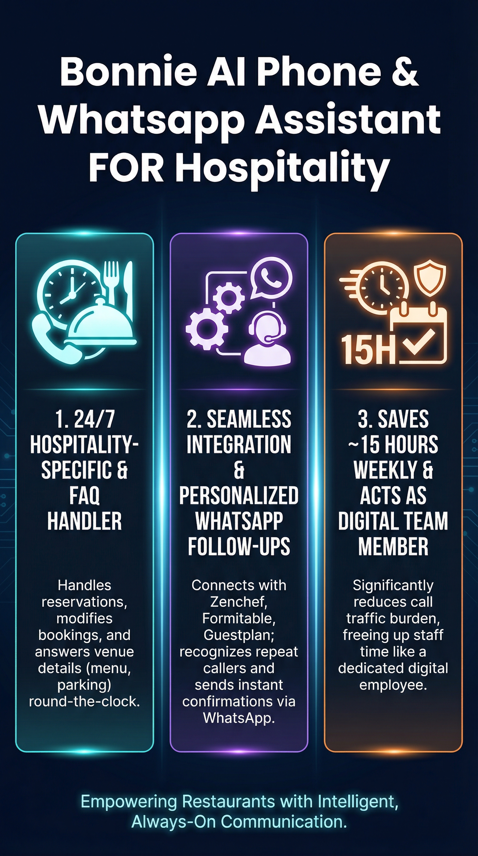 Bonnie AI Phone & Whatsapp Assistant FOR Hospitality - Infographic