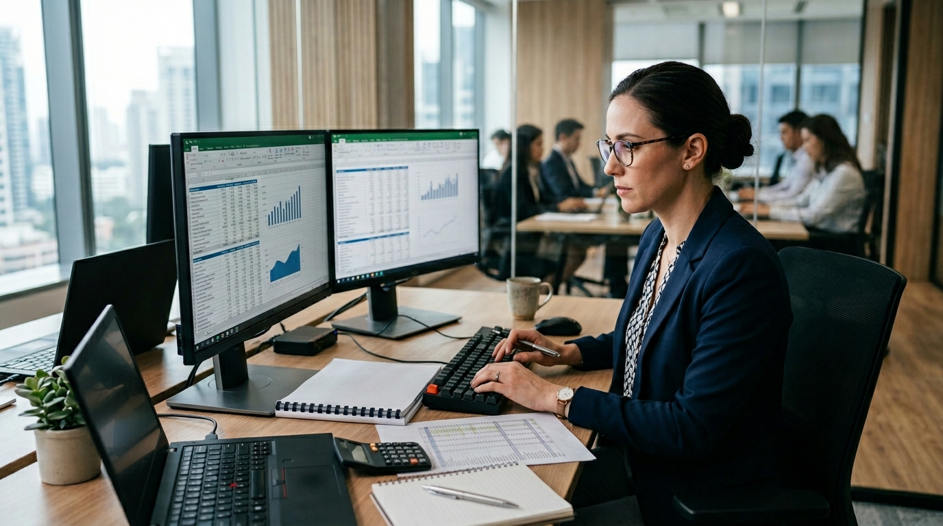 accountant working on financial reports