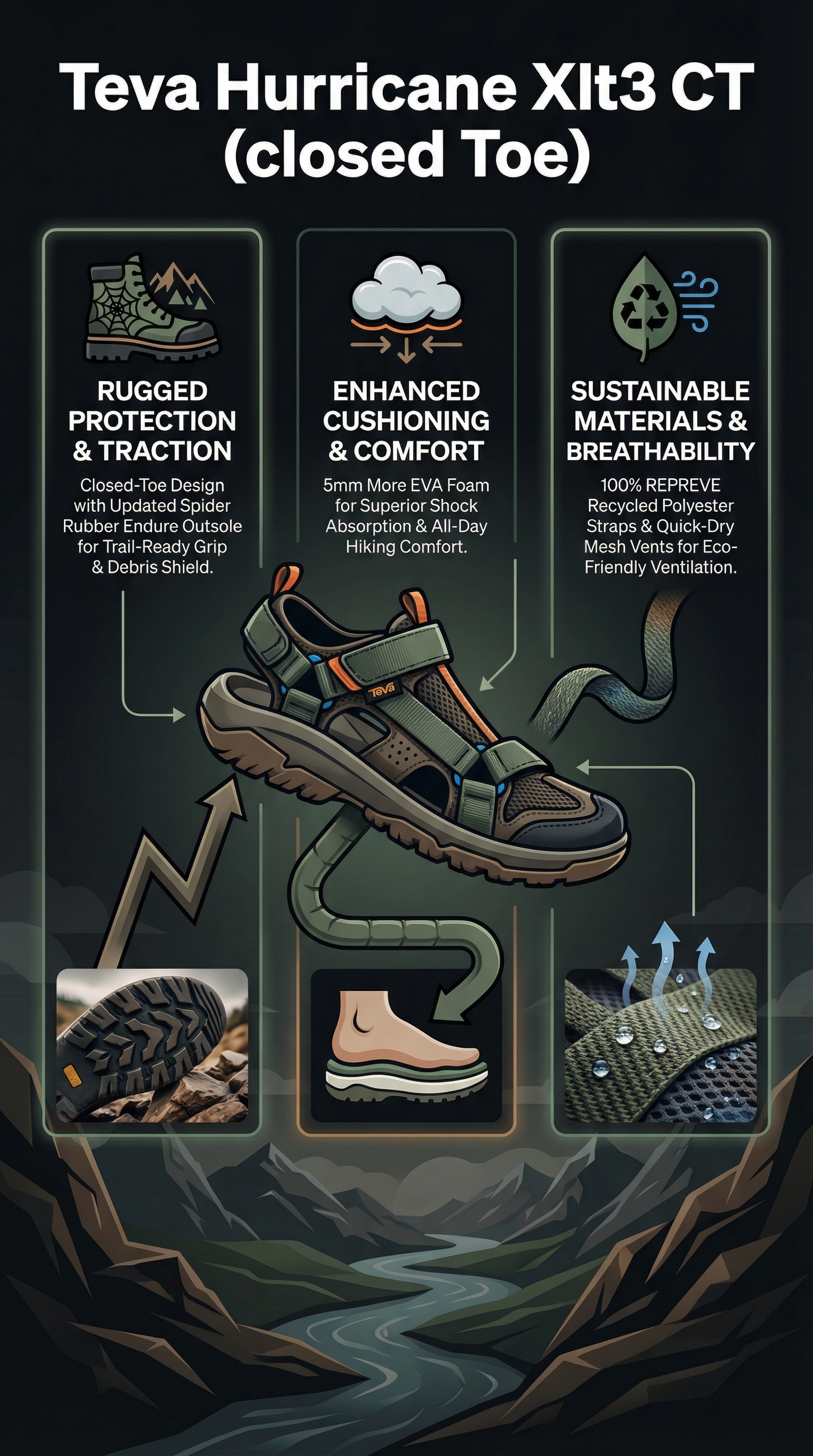 Teva Hurricane Xlt3 CT (closed Toe) - Infographic