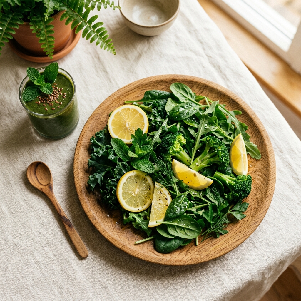 Assiette détox verte avec smoothie