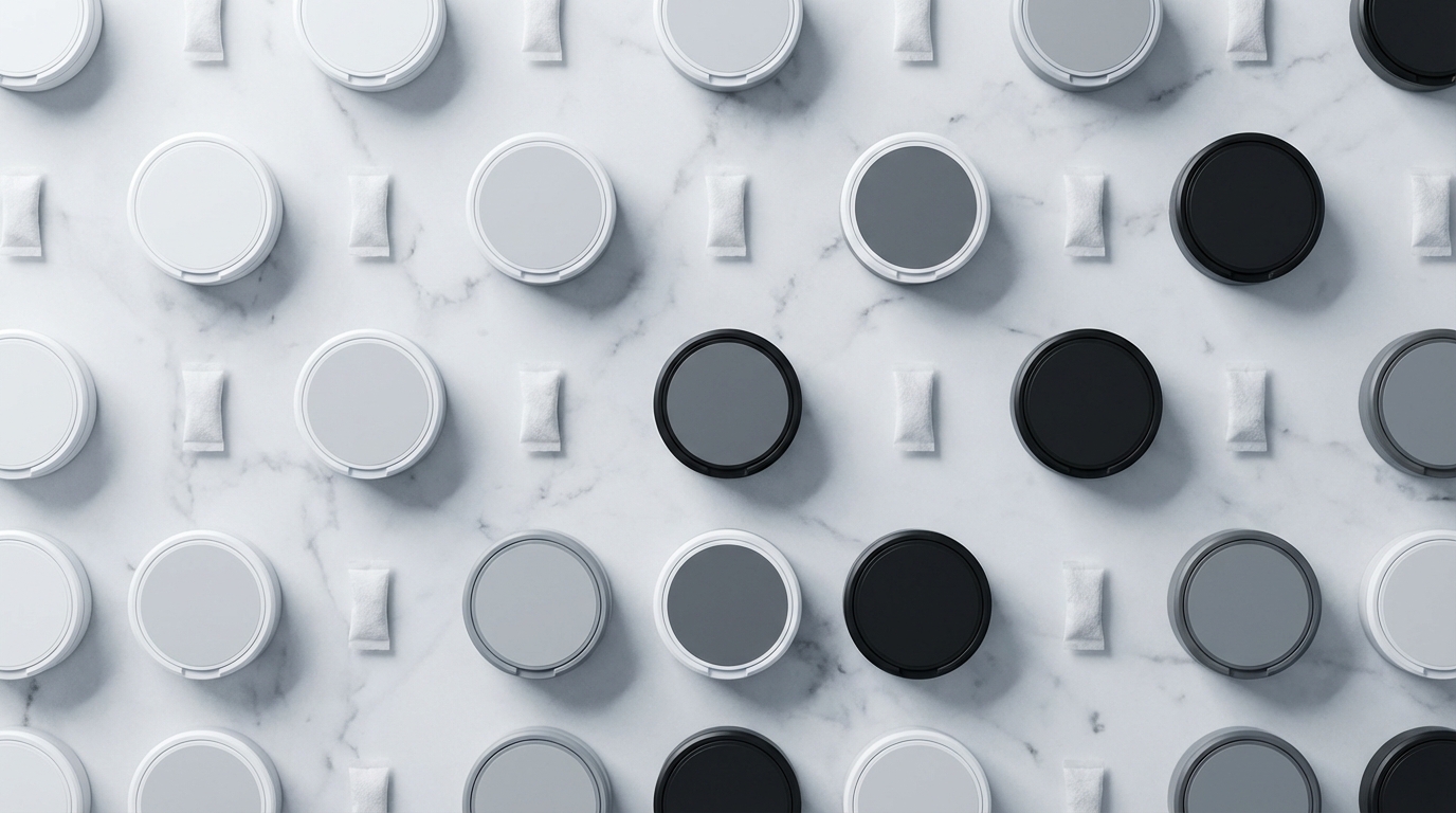 Nicotine pouches on clean white surface