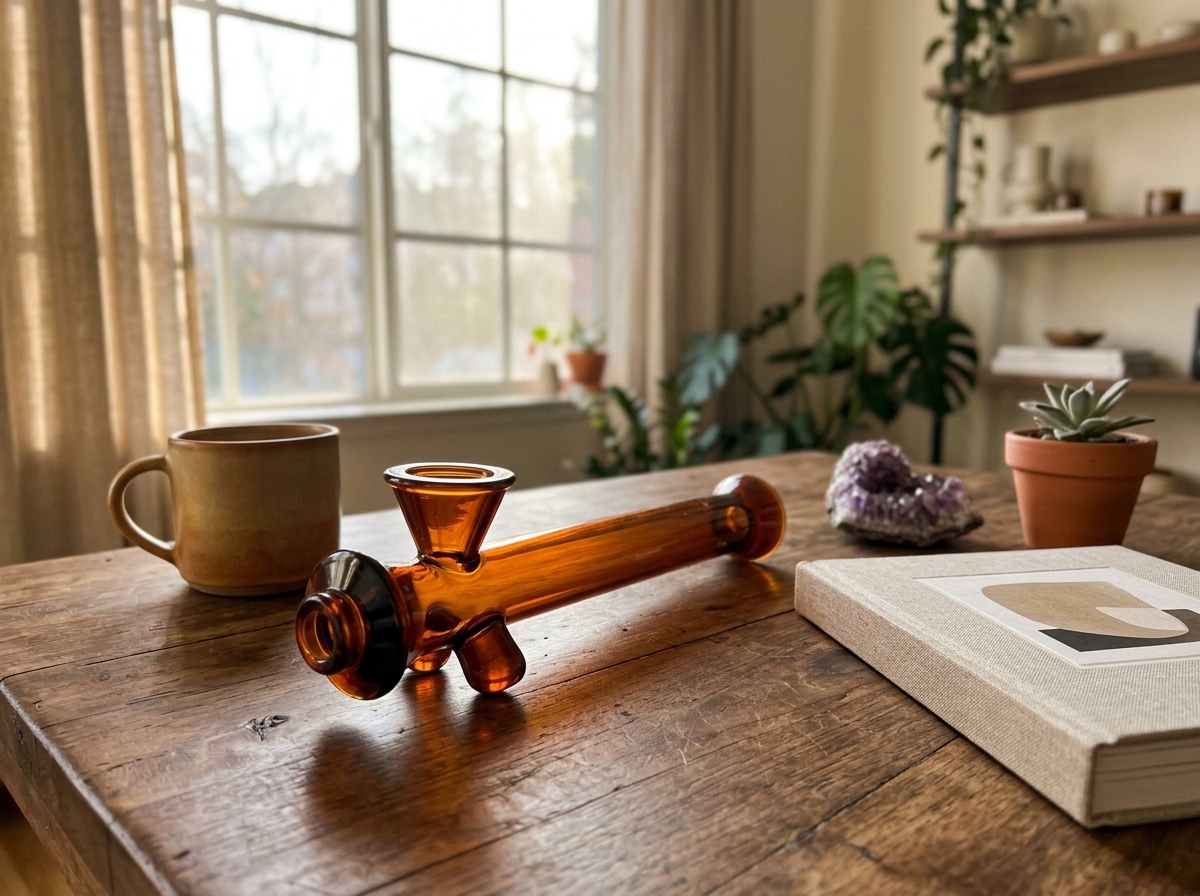 Jane West Original Steamroller hand pipe in amber - best cannabis pipe for clean draws