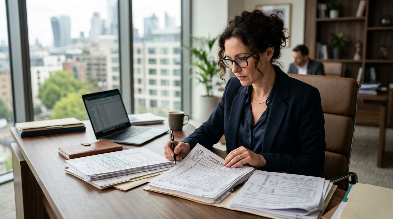 business owner reviewing tax documents