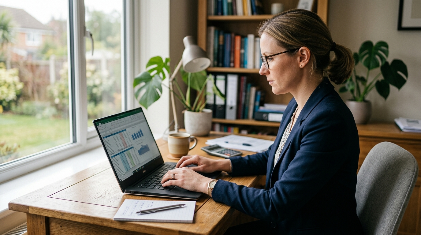 remote accountant working on laptop