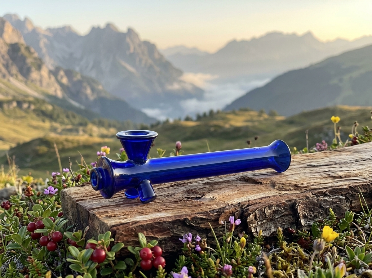 Jane West Cobalt Steamroller Pipe deep blue glass hand pipe