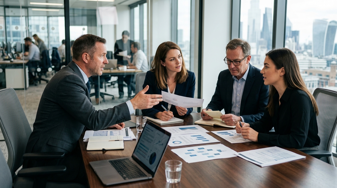 business team discussing outsourcing strategies