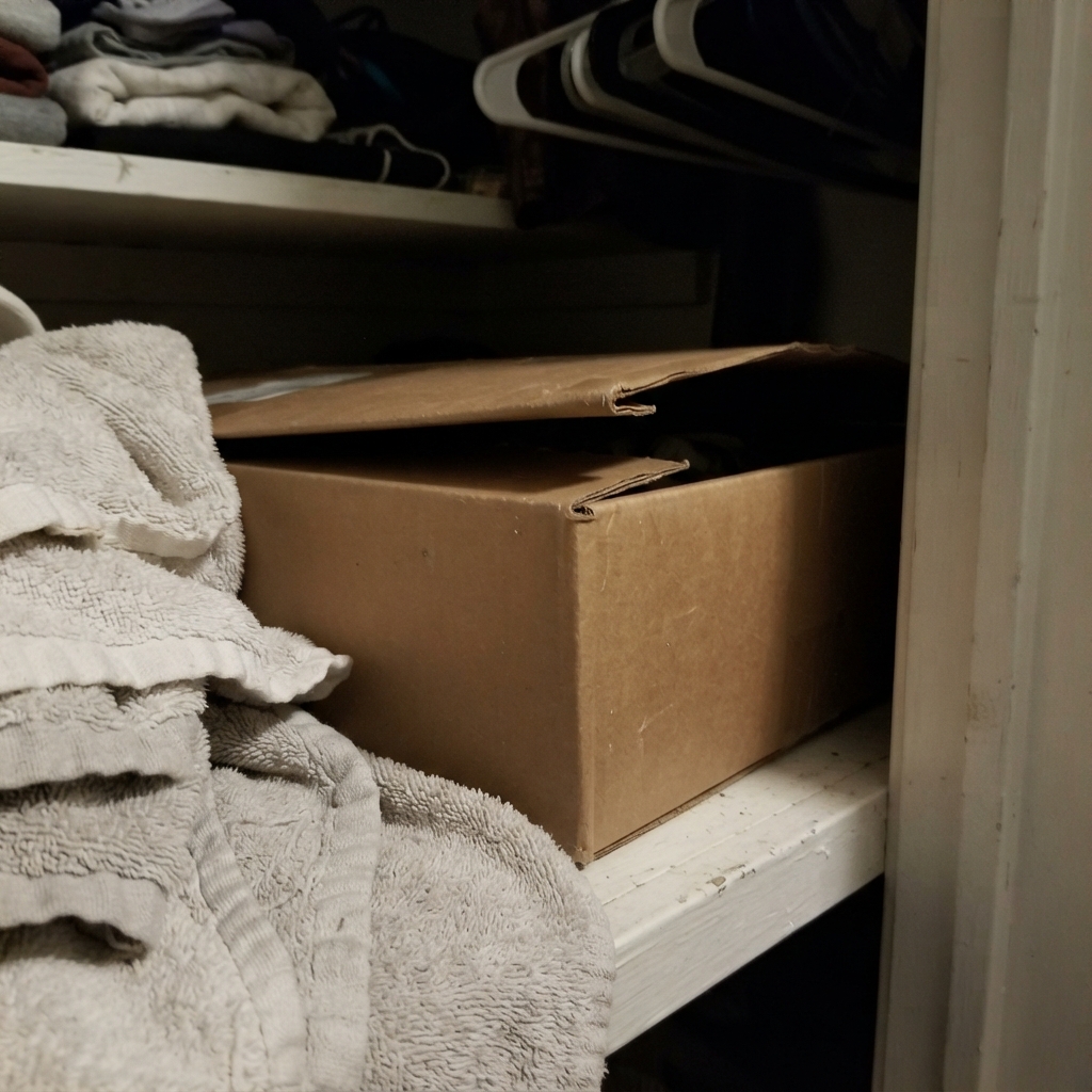 A device box at the back of a closet
