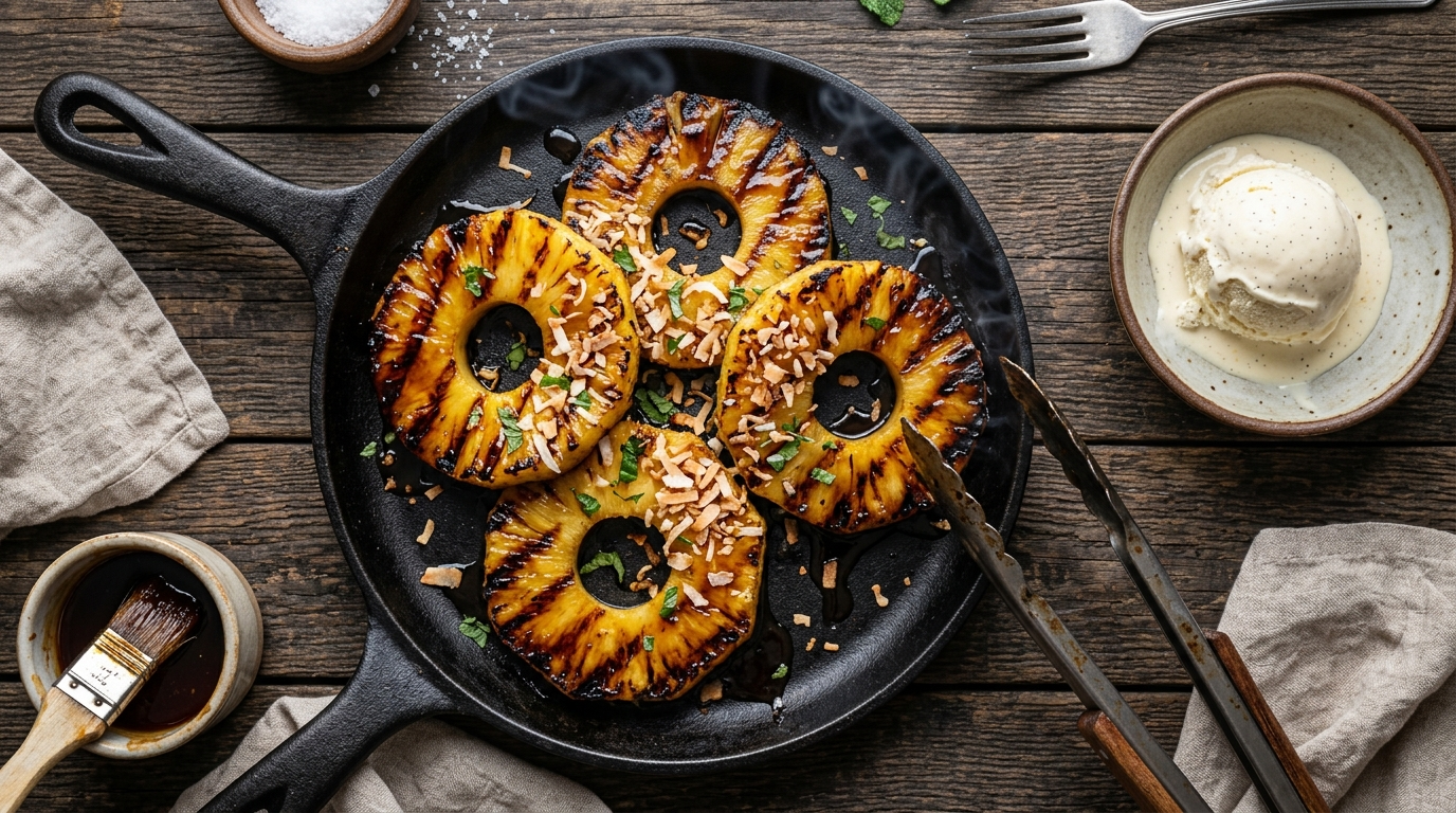 Grilled Pineapple Rum Glaze Recipe - Sweet Fire Dessert