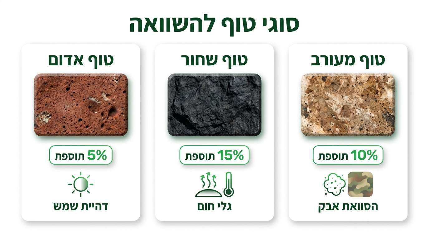 שכבת טוף בעובי אחיד סביב צמחייה בגינה