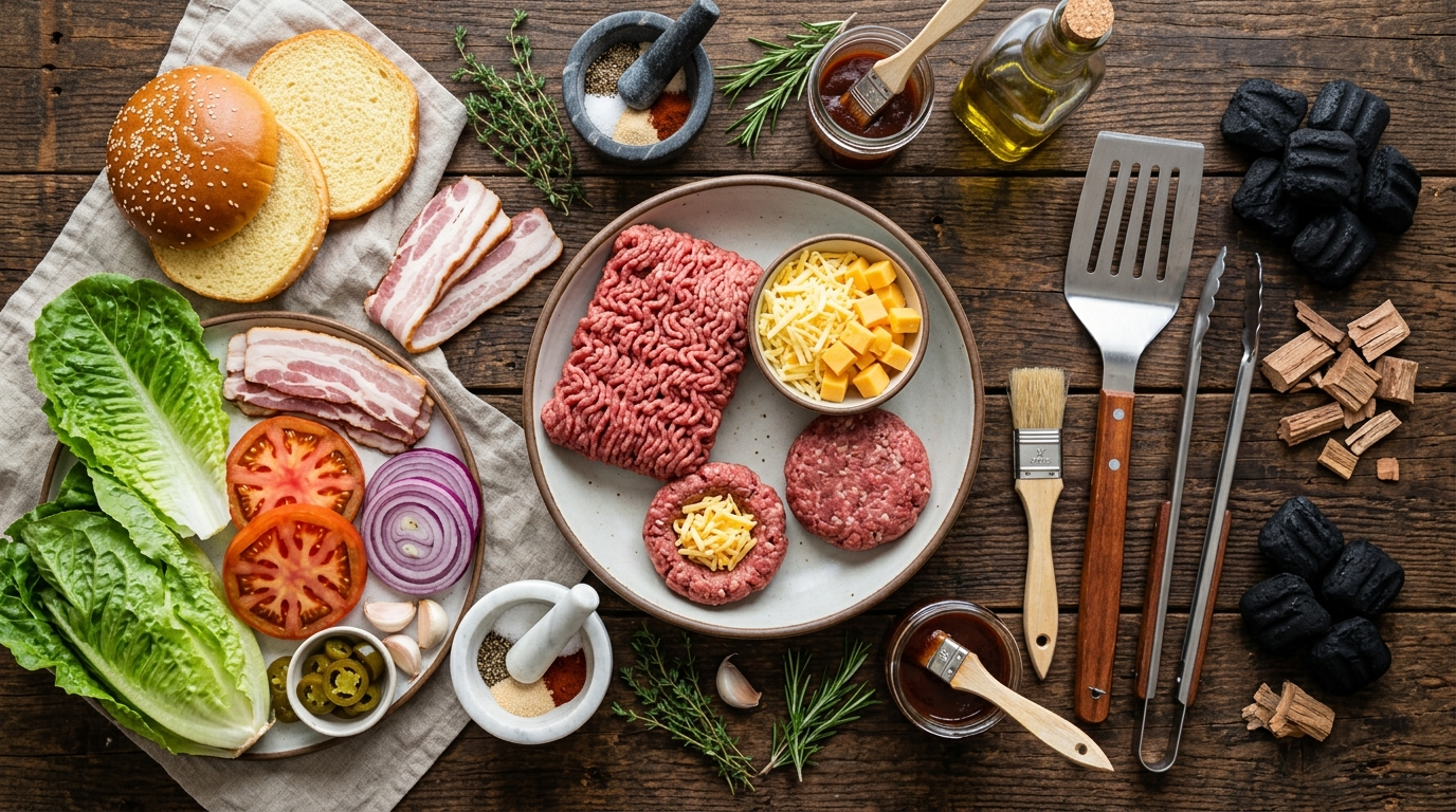 Stuffed Burger Recipe with Melted Cheese Inside ingredients