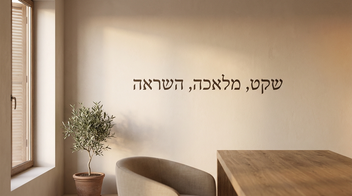 עיצוב קיר משרדי עם טיפוגרפיה נקייה ומסר ממוקד