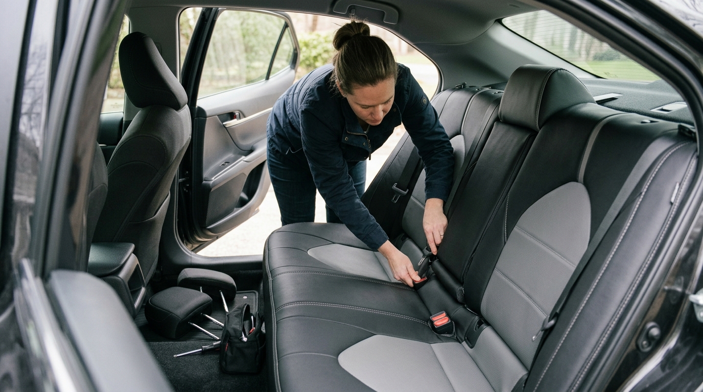 rear seat cover installation — rear seat installation steps