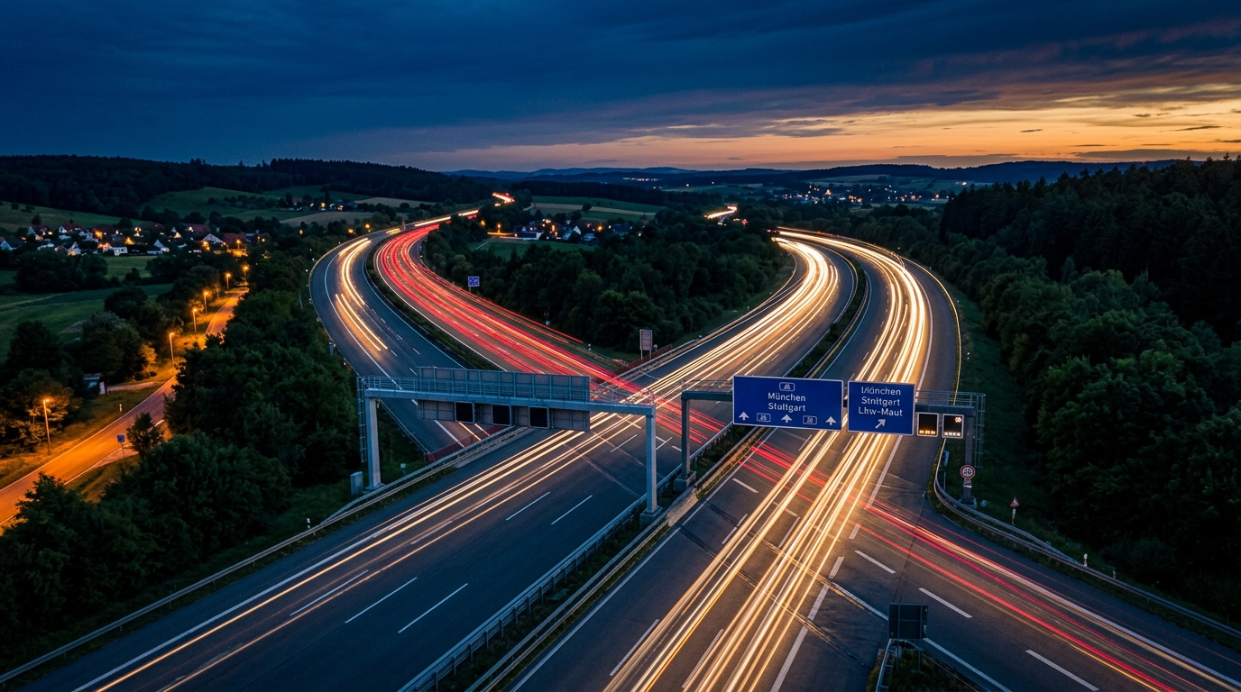 Autobahn mit Mautschild