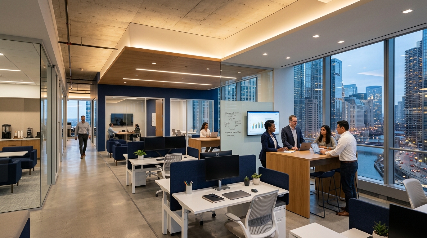 Modern AI-powered American corporate office