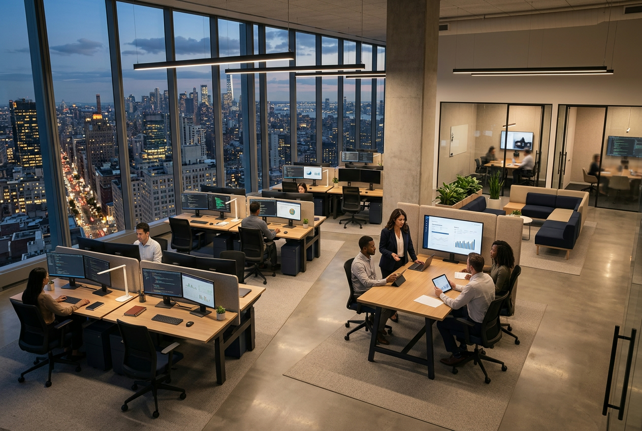 Modern AI-powered American corporate office