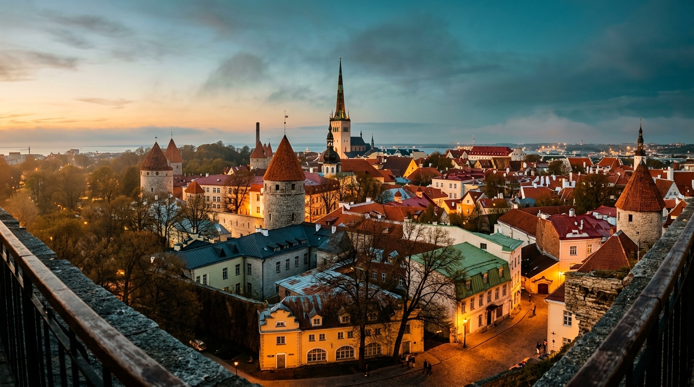 Tallinn Old Town at golden hour