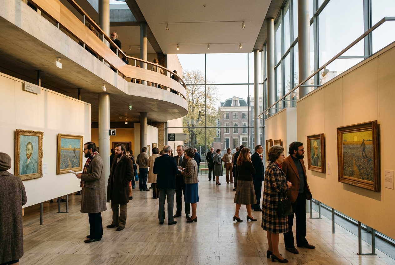 Interieur van het Van Gogh Museum bij de opening in 1973