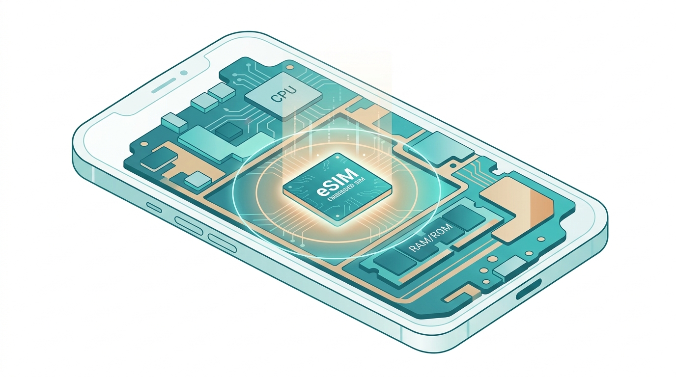 Chip eSIM embebido en un smartphone