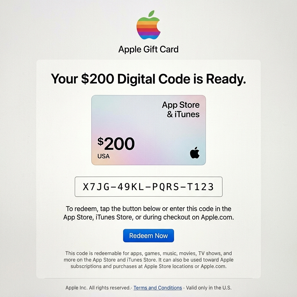 Apple iTunes Gift Card $200