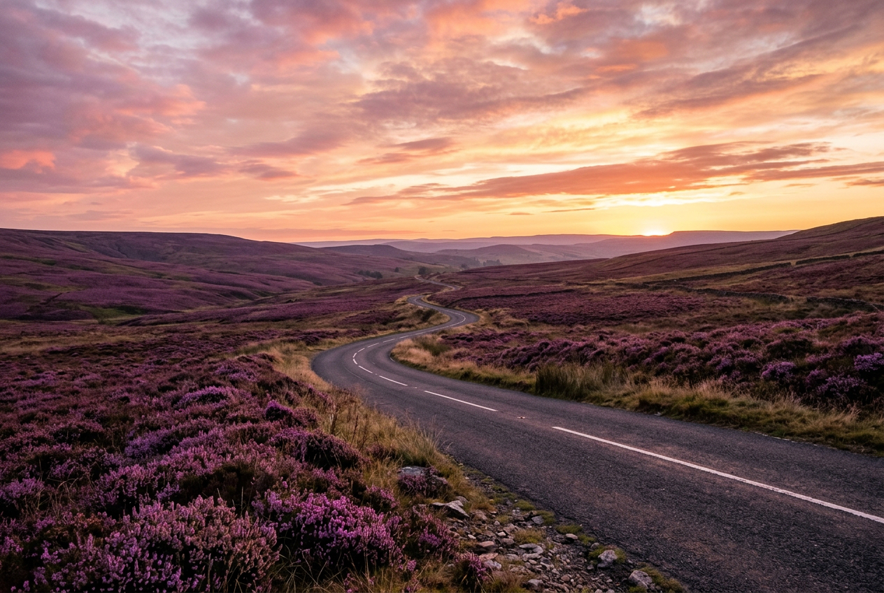 North Yorkshire Moors: Driving the Whitby Road at Dawn