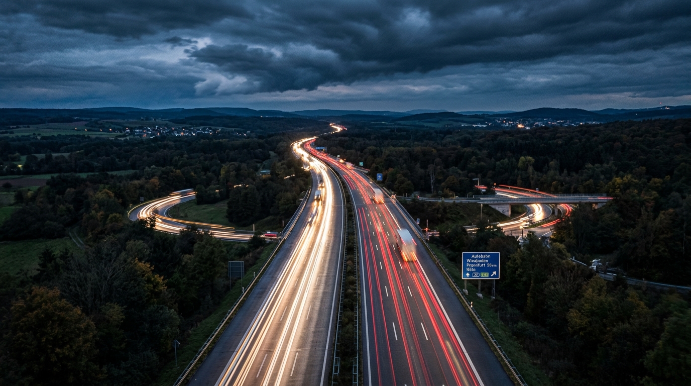 Autobahn bei Dämmerung