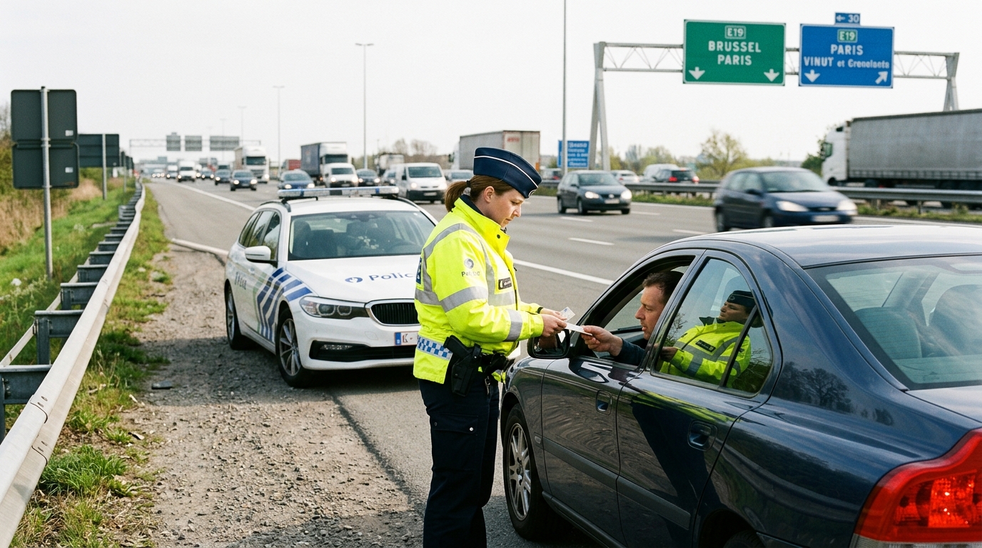 Polizeikontrolle auf der Autobahn