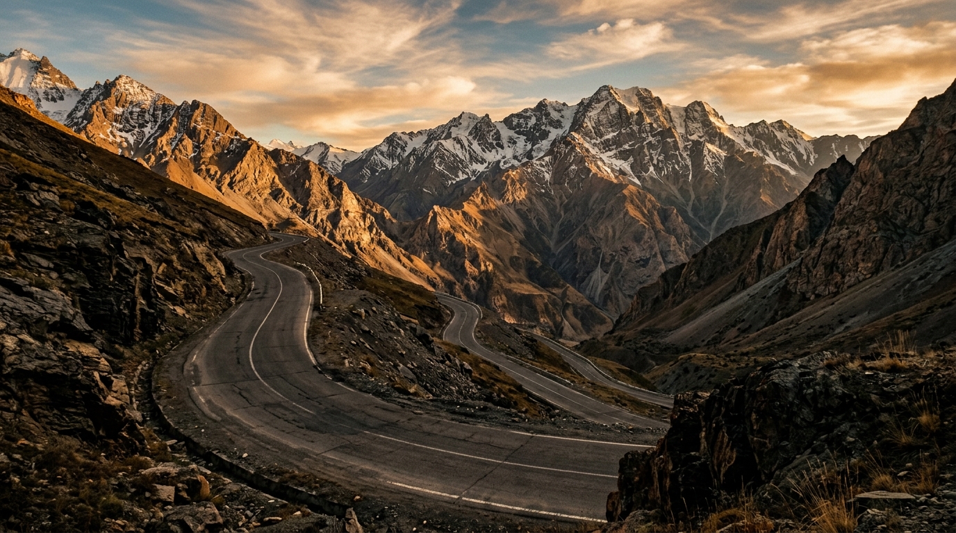 Mountain road through Tajikistan highlands