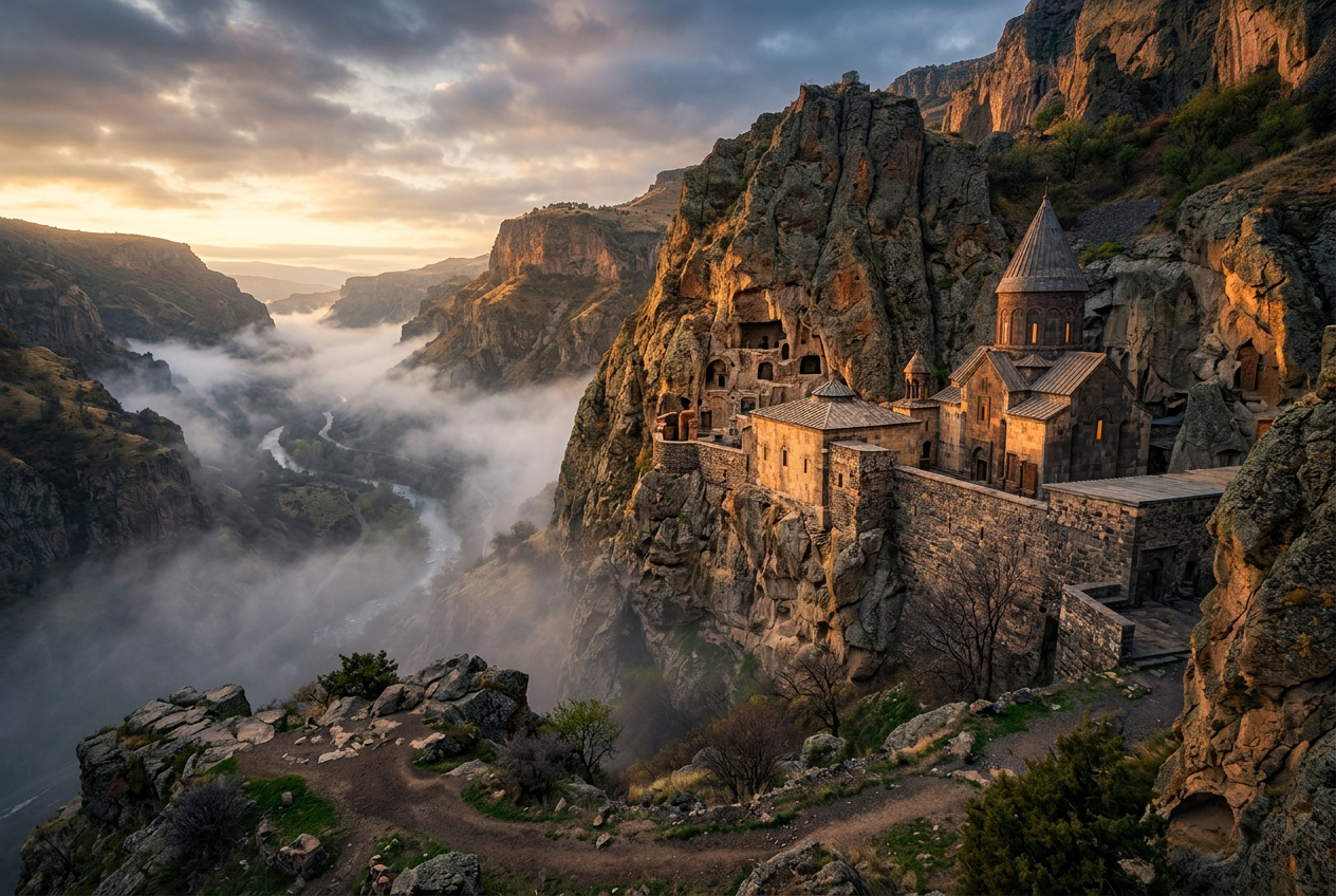 Ancient monastery in an Armenian canyon