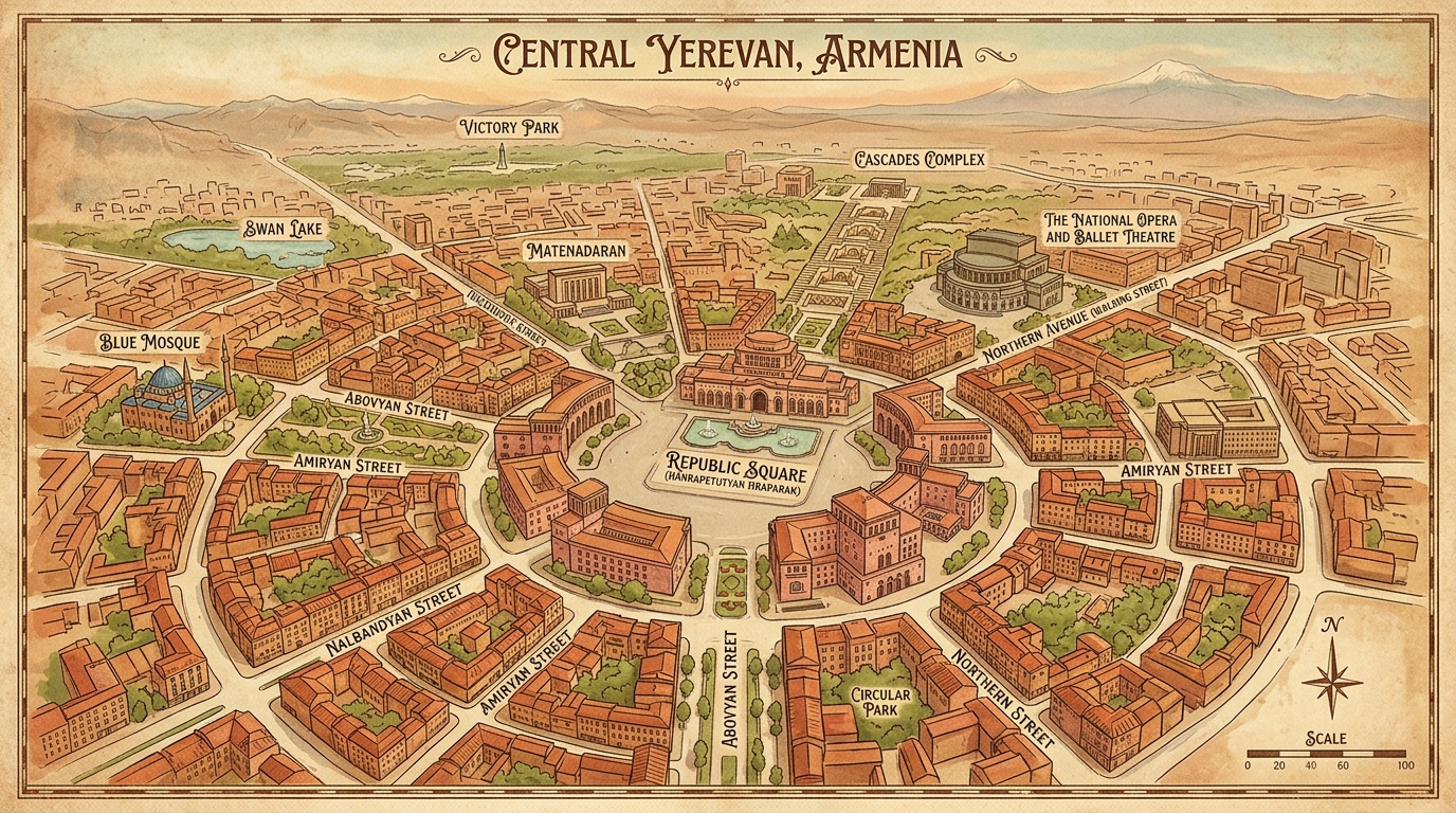 Map of Yerevan, Armenia