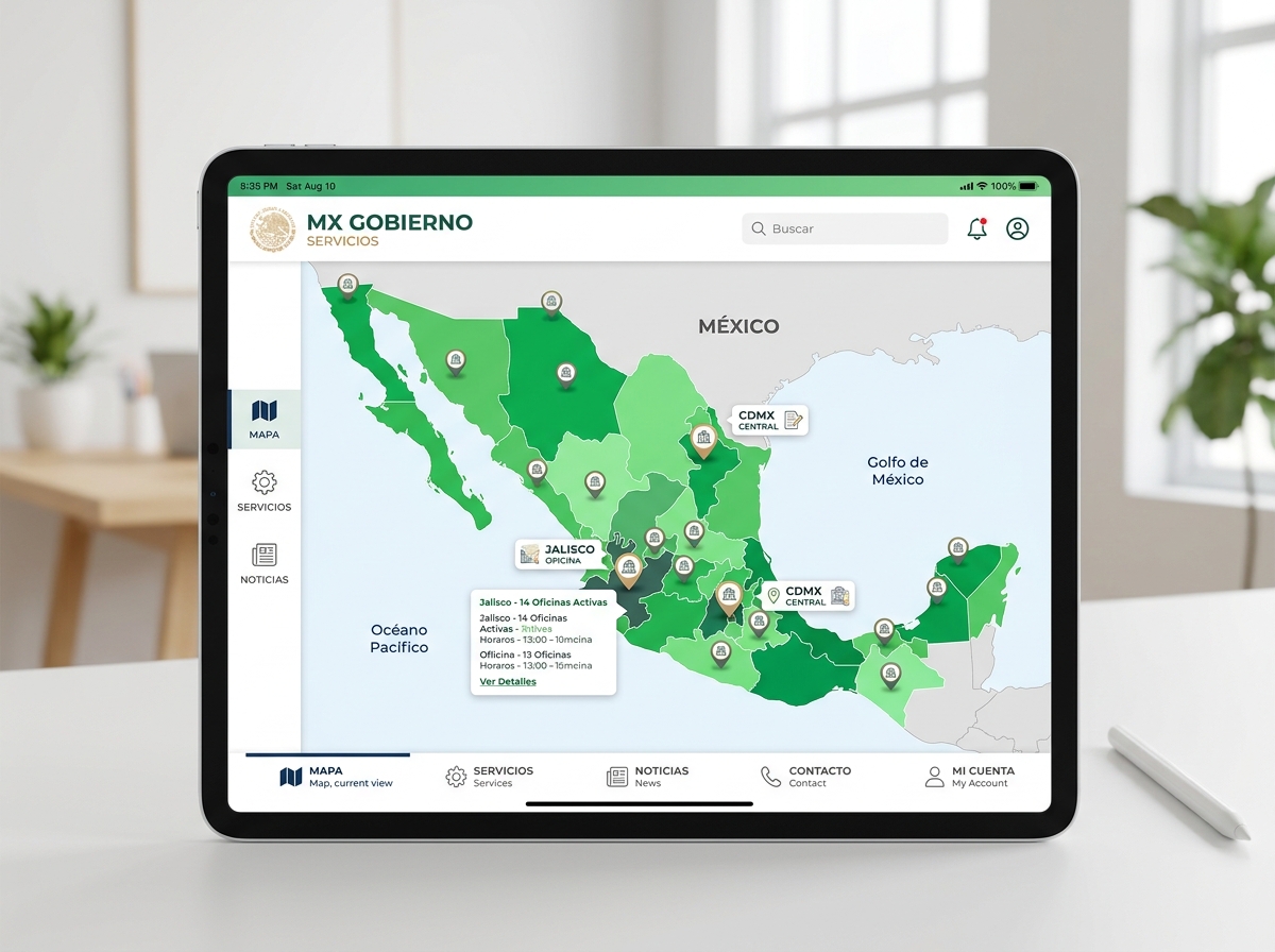 Pantalla del paso 02: Elige tu estado y oficina más cercana