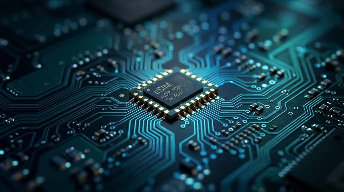 eSIM embedded chip close-up