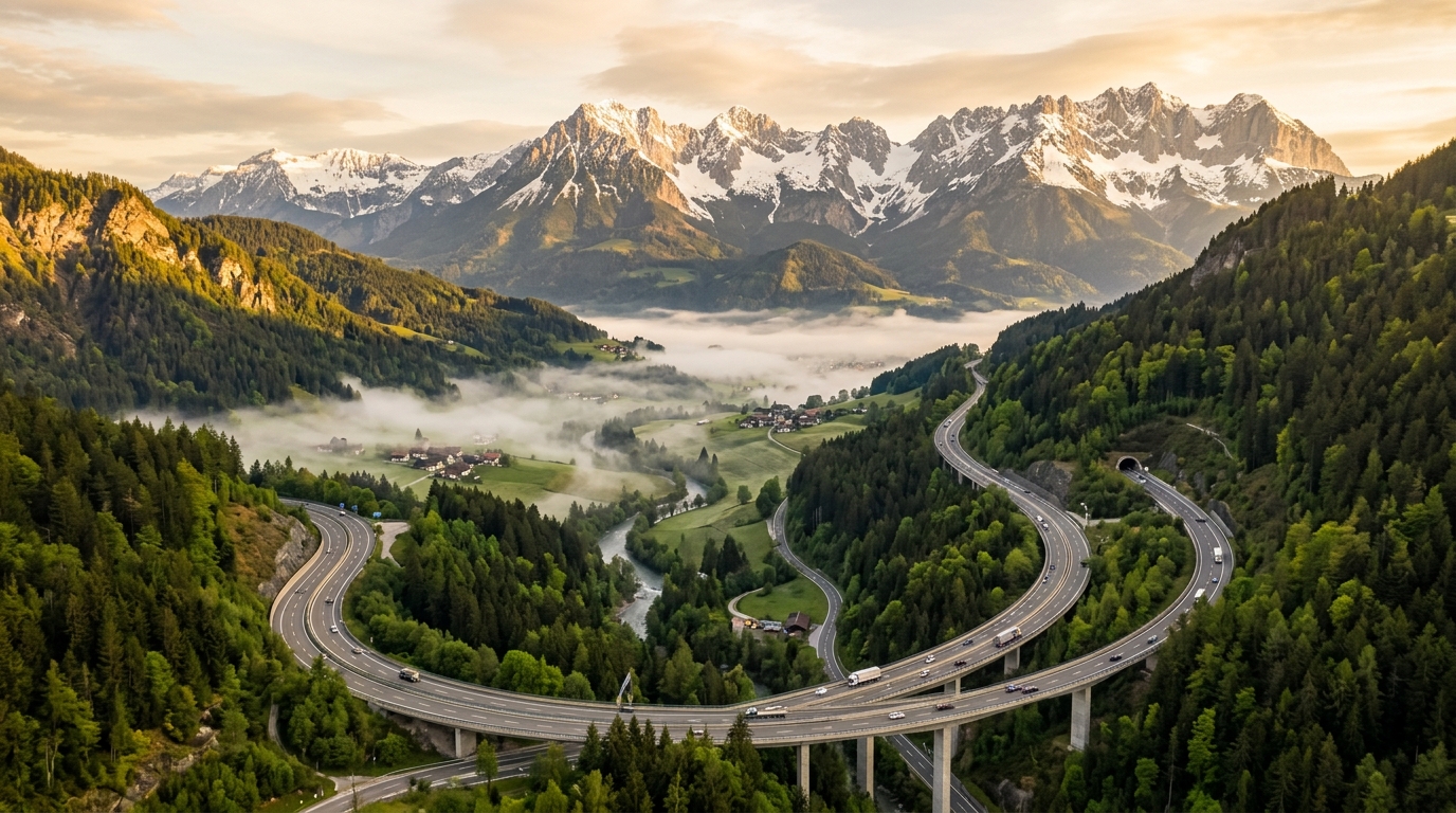 Österreichische Autobahn in den Alpen