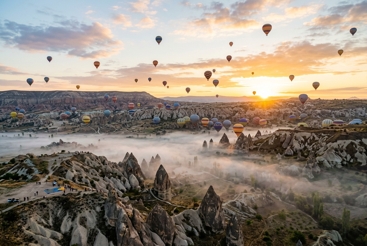 Cappadocia at Dawn: Hot Air Balloons and Fairy Chimneys