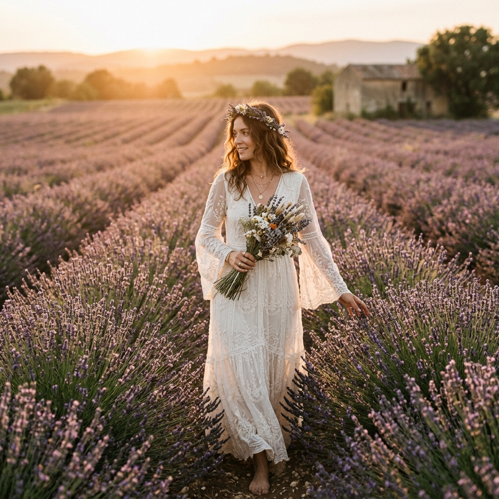 Boho bridal portrait
