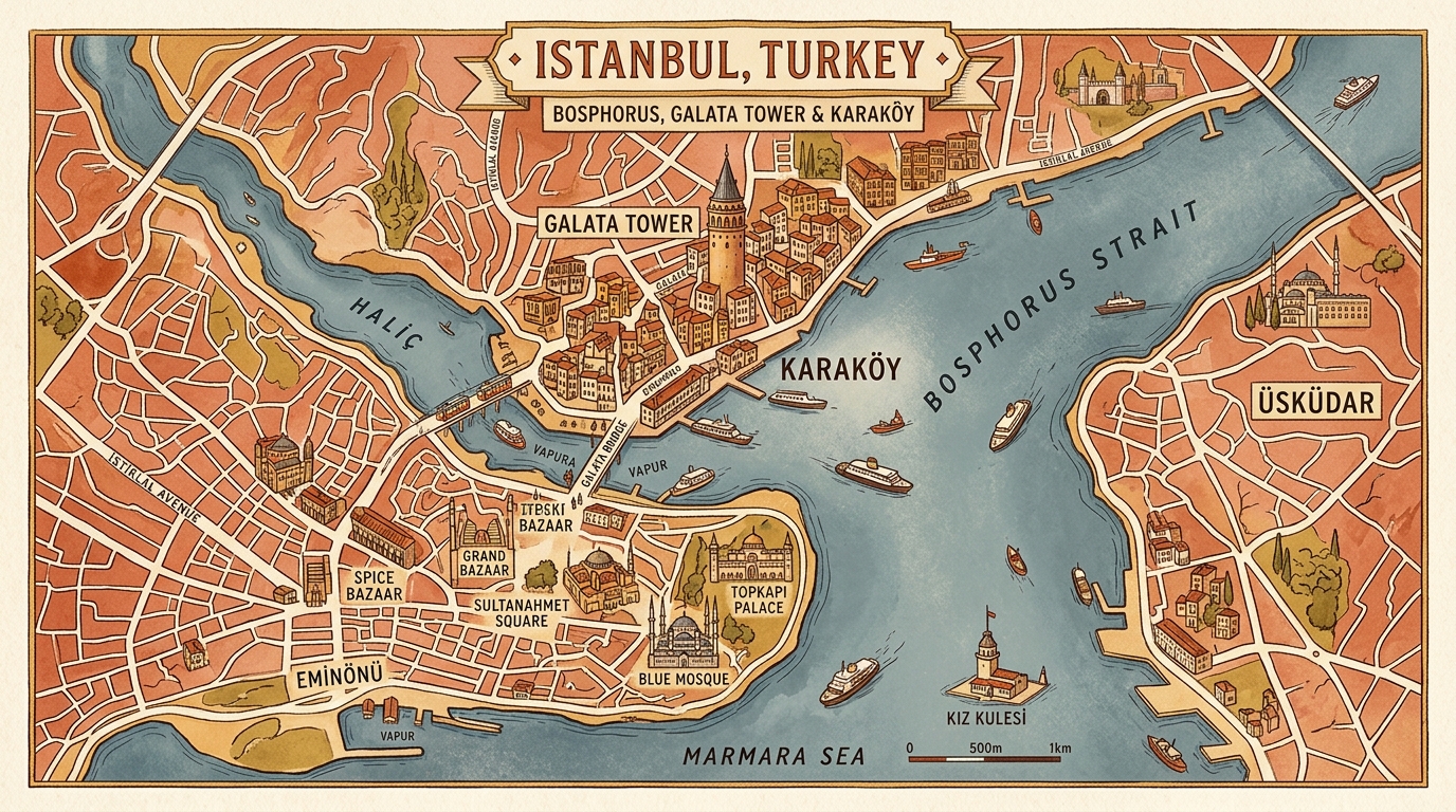 Map showing Karaköy, Istanbul