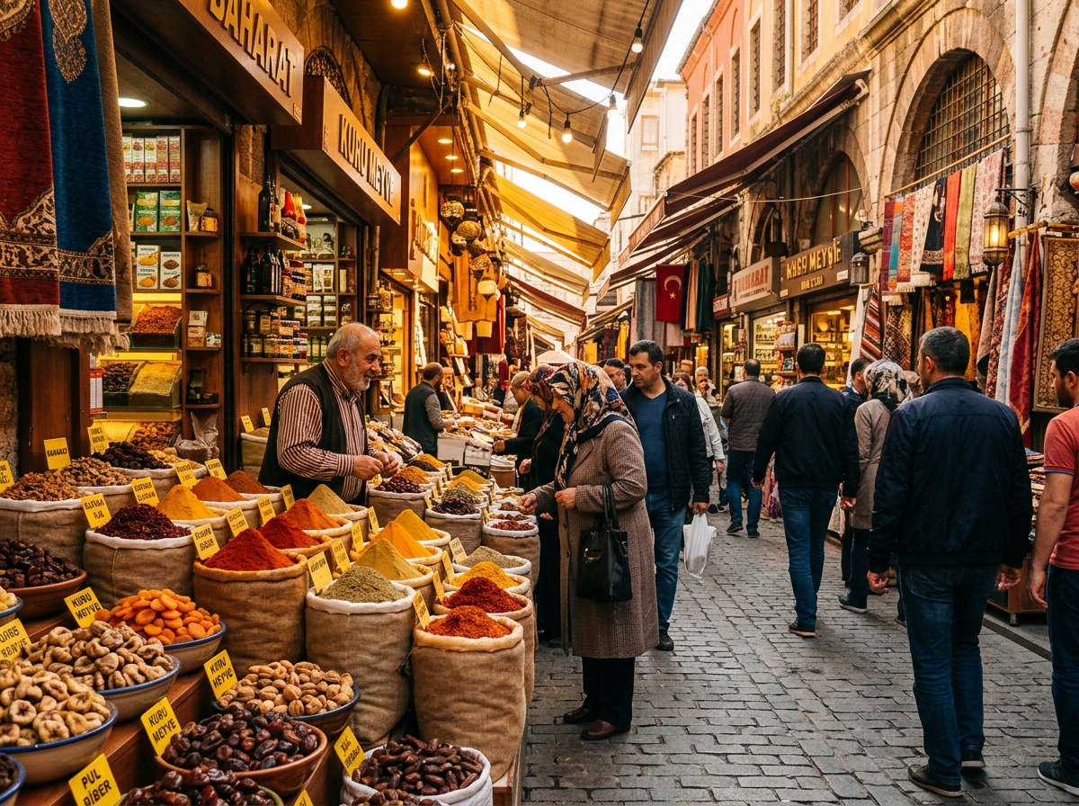 Turkish market street scene