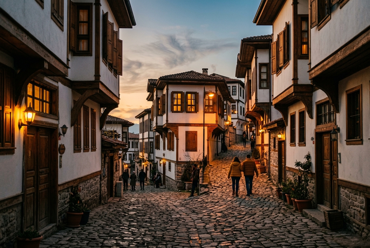 Ottoman Timber Mansions at Dusk