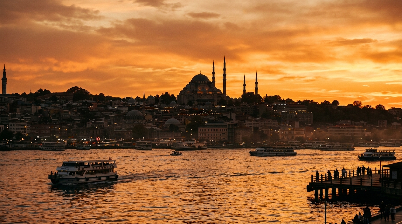 Istanbul skyline at golden hour