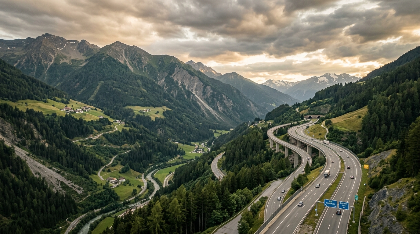 Autobahn in den Alpen