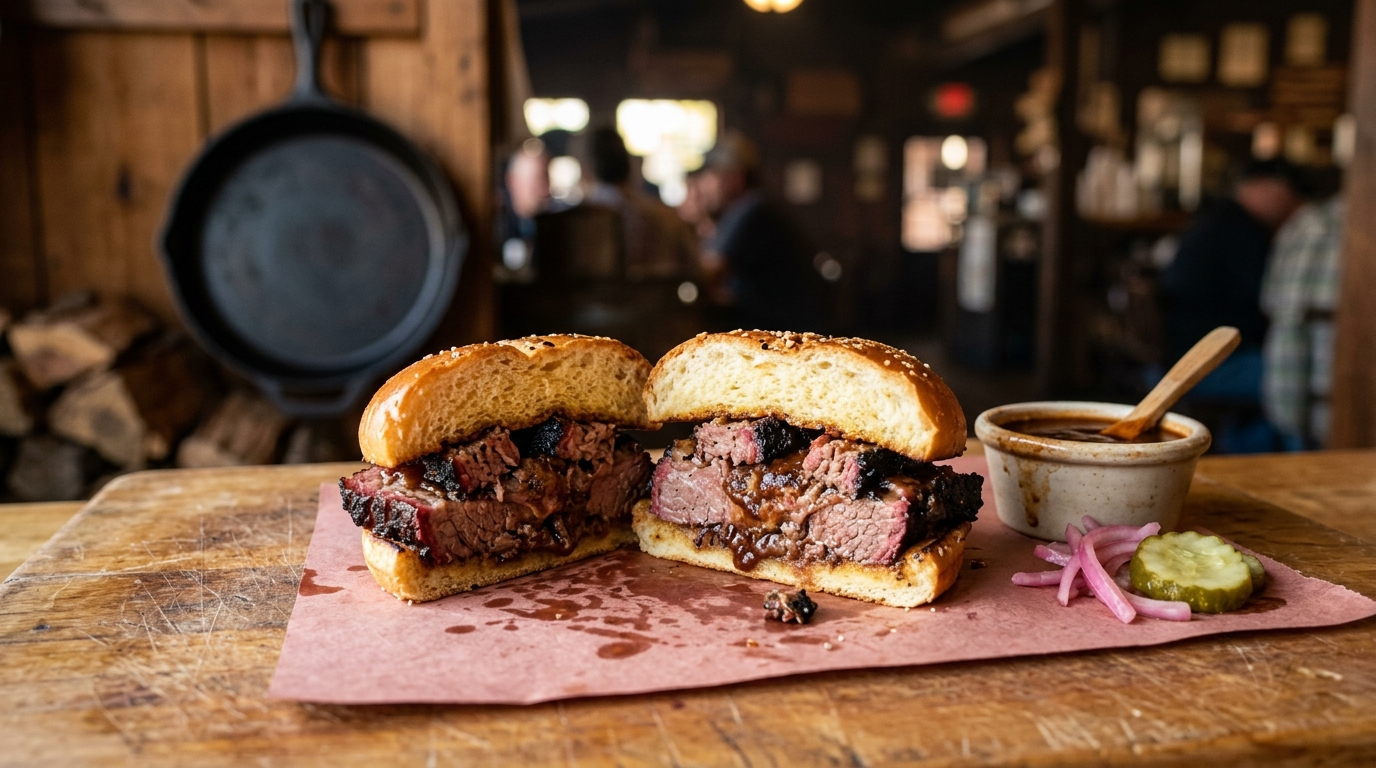 Texas Chopped Beef Sandwich Recipe: Smoky BBQ Perfection plated